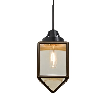 Besa Lighting Bravo Cord Pendant, Bronze/Gold Bubble, Black Finish, 1x60W Incandescent 1JT-BRAVOBR-BK